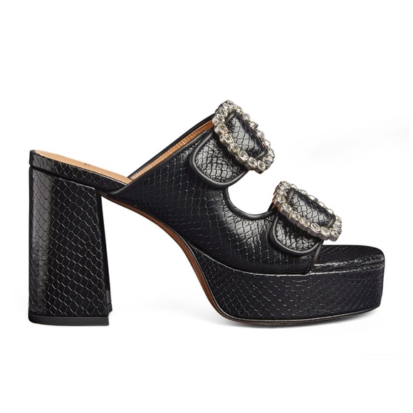 Maje Crystal Buckle Black Platform Heels size 37 - Picture 3 of 9